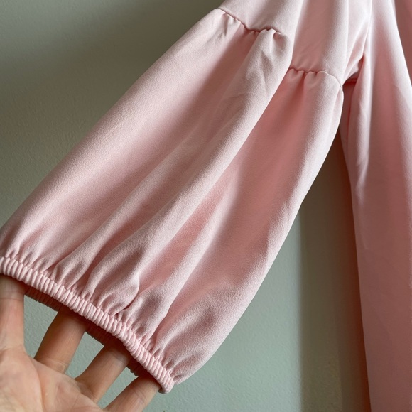 NWT (1X) New York Collection blush pink shift dress mini/knee long sleeves bling - Picture 5 of 12